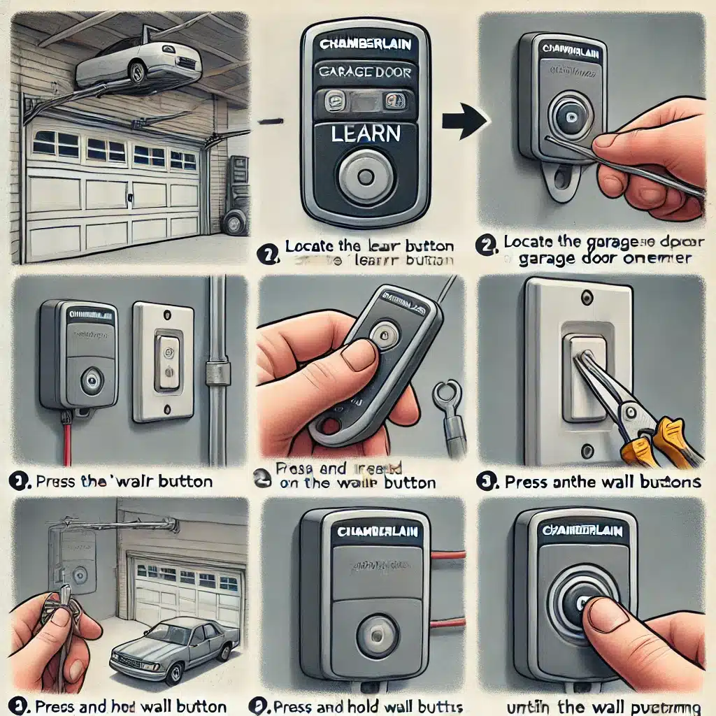 how to program chamberlain garage door opener wall button