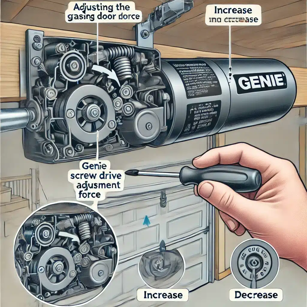 genie screw drive adjust closing force